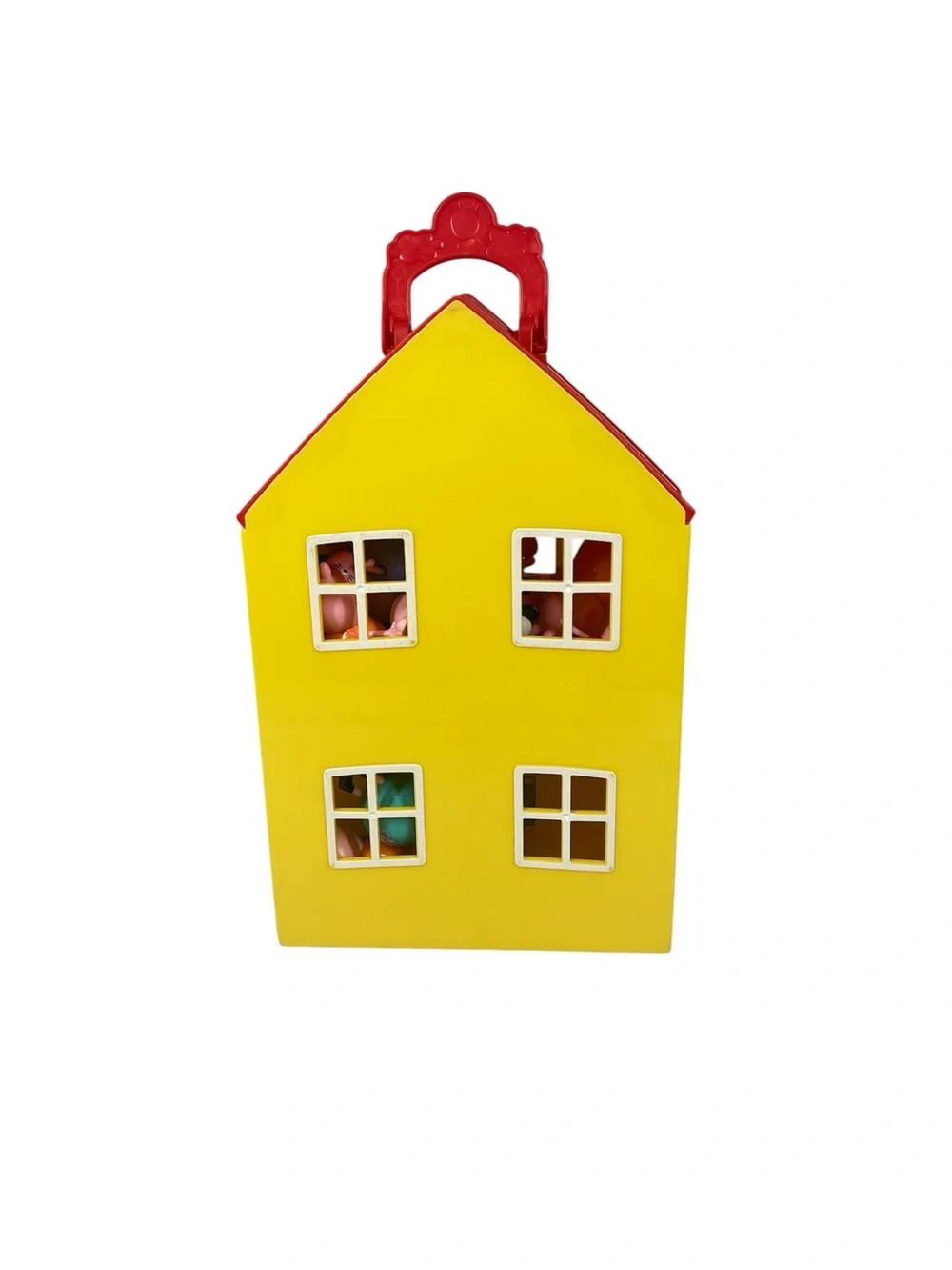 Peppa Pig Fold-N-Carry Yellow House w/ 22 Figurines 2 Furniture Lot Playset
